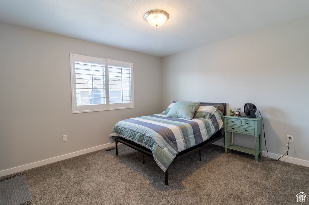Bedroom with carpet flooring