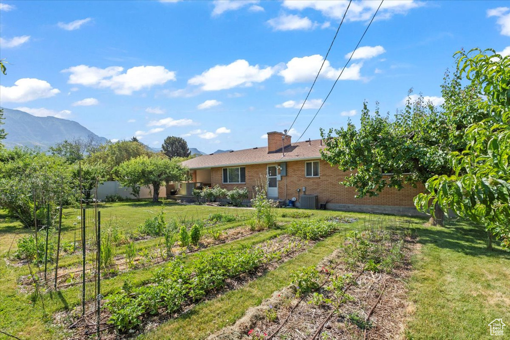 View of yard featuring a mountain view