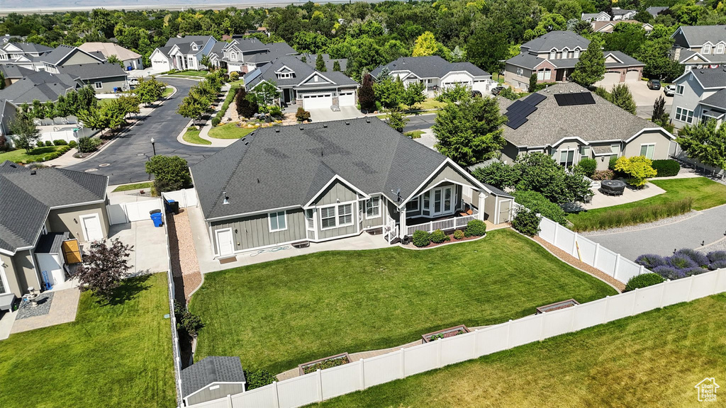 Aerial perspective of suburban area