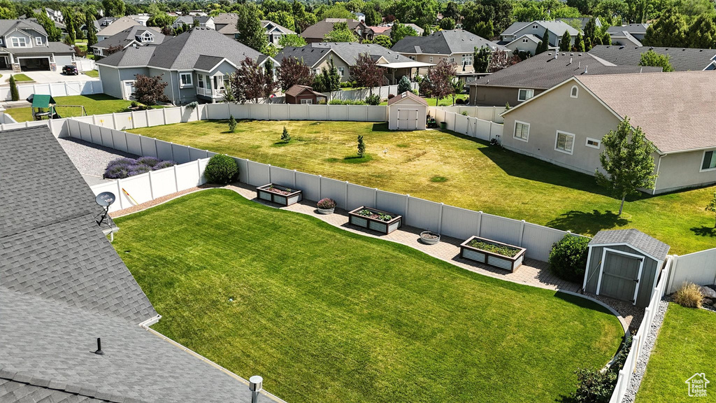 Aerial perspective of suburban area