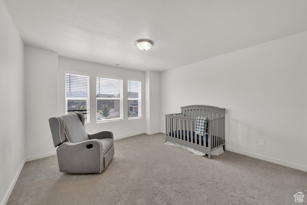Bedroom with carpet floors