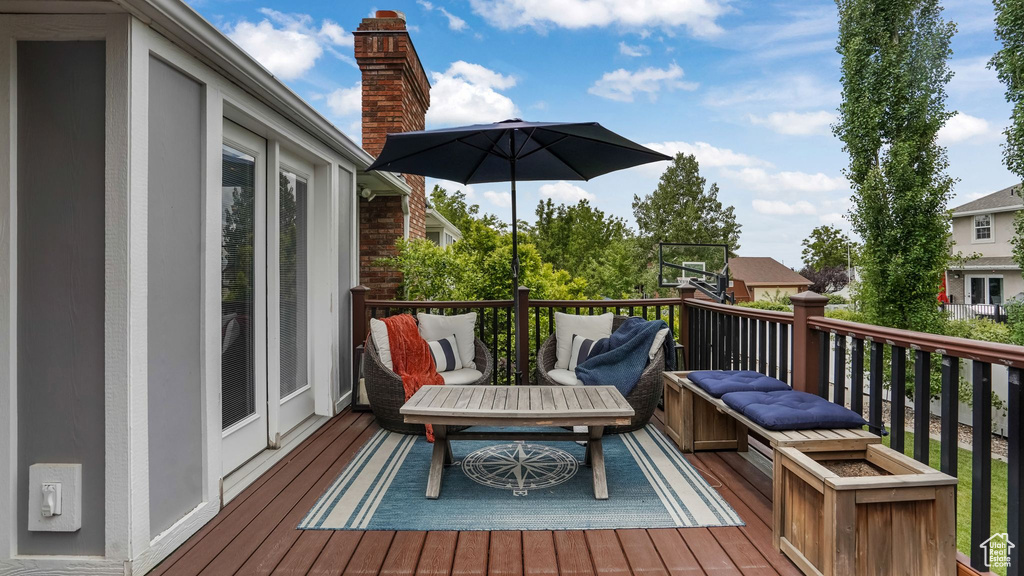 View of wooden deck
