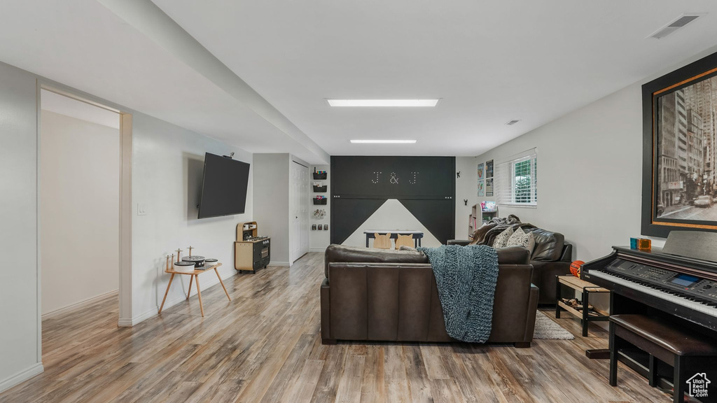 Living room with wood finished floors