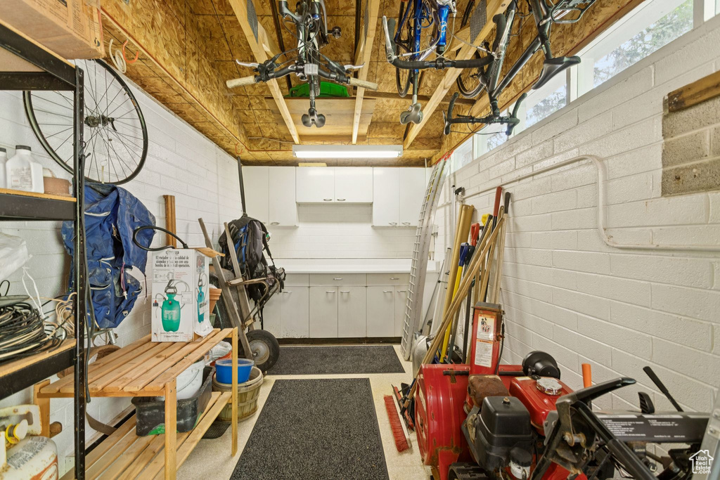 Below grade area with a garage