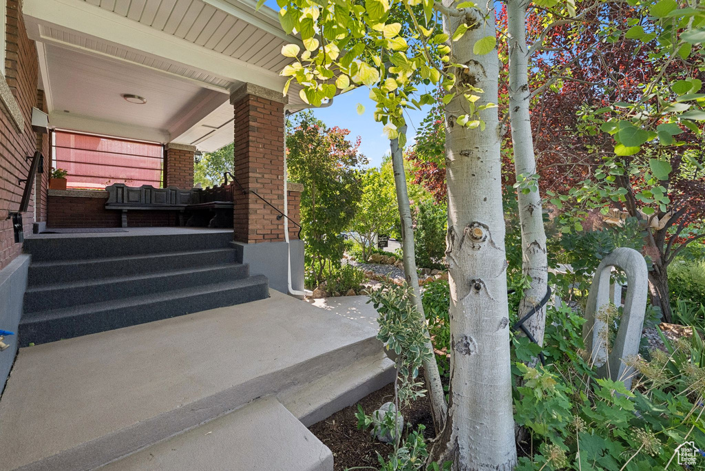 View of yard featuring a porch