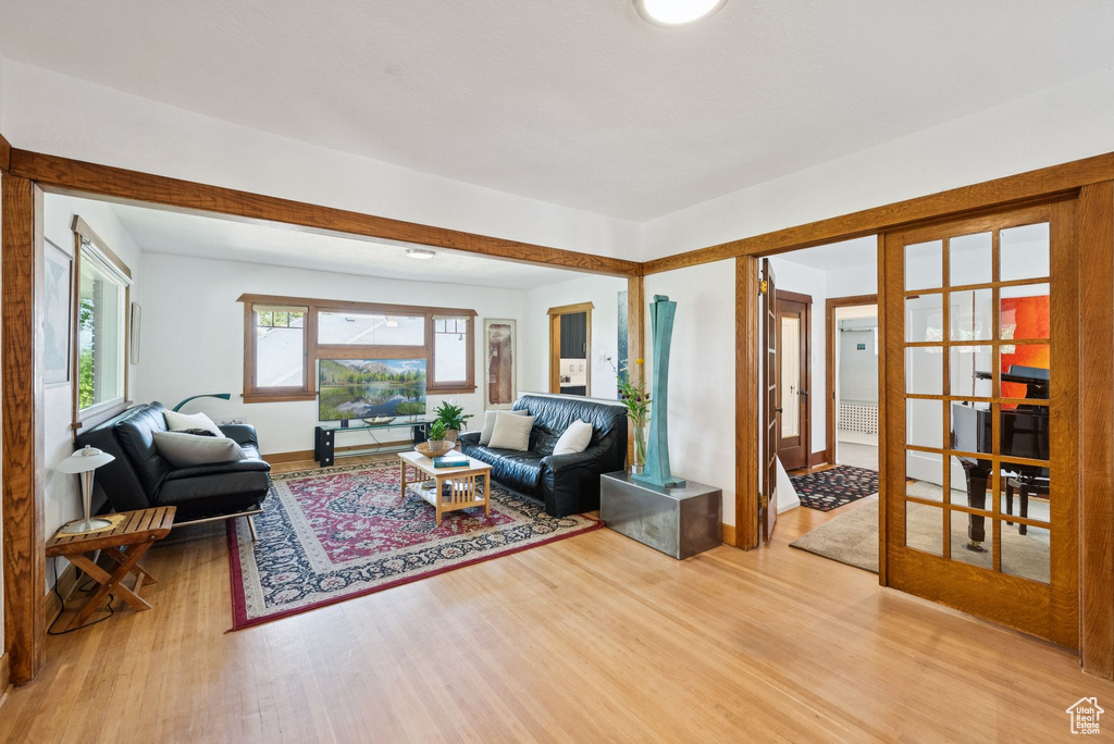 Living room featuring wood finished floors