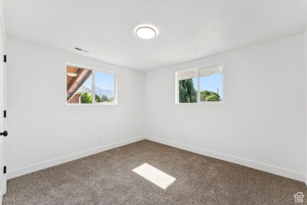 Carpeted spare room featuring plenty of natural light