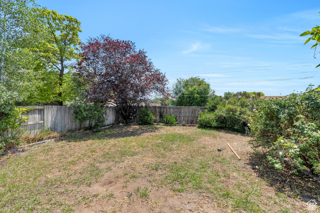View of fenced backyard