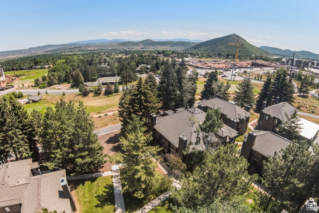 Aerial perspective of suburban area featuring mountains