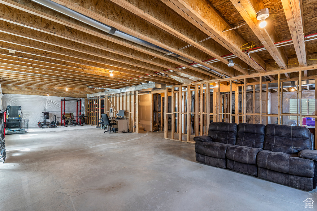 View of unfinished basement