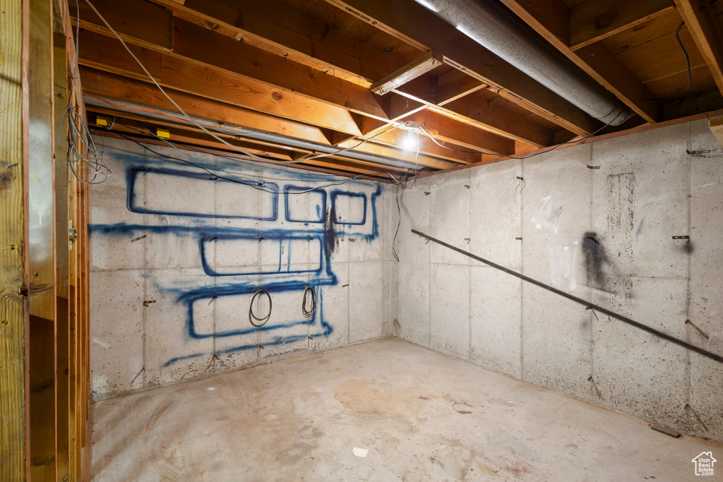 View of unfinished basement