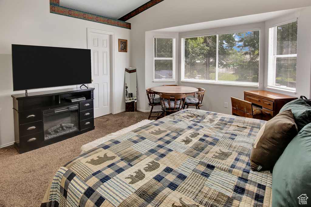 Bedroom with carpet flooring and baseboards