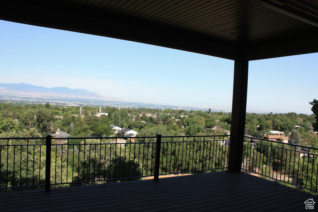Wooden terrace with a mountain view