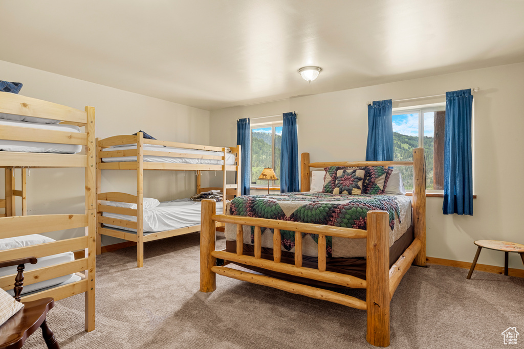 Bedroom with carpet