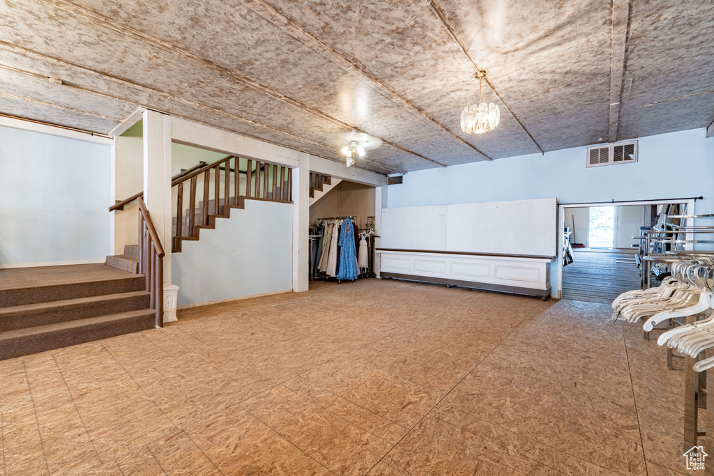 Basement featuring stairway