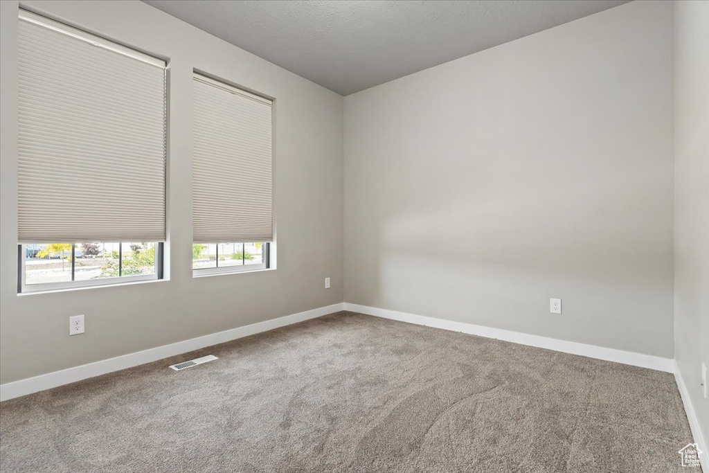 Carpeted spare room with baseboards