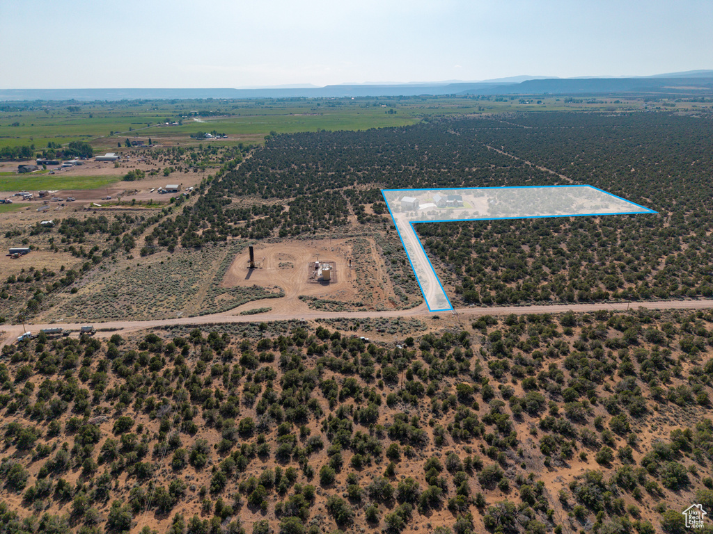 Overview of rural landscape with property parcel outlined