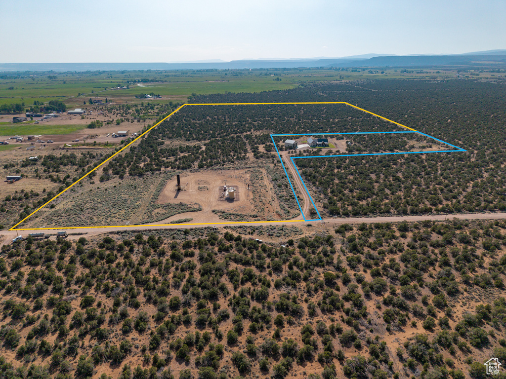 Overview of rural landscape featuring property boundaries highlighted