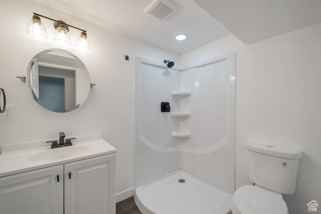 Full bathroom featuring vanity and a shower