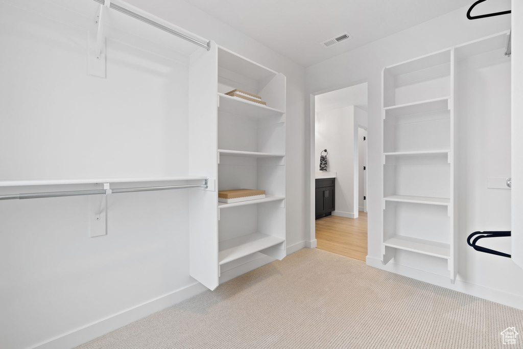 Walk in closet featuring carpet floors