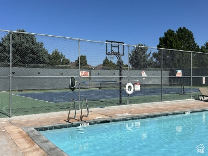 Community pool with community basketball court