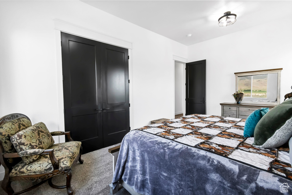 Bedroom featuring carpet