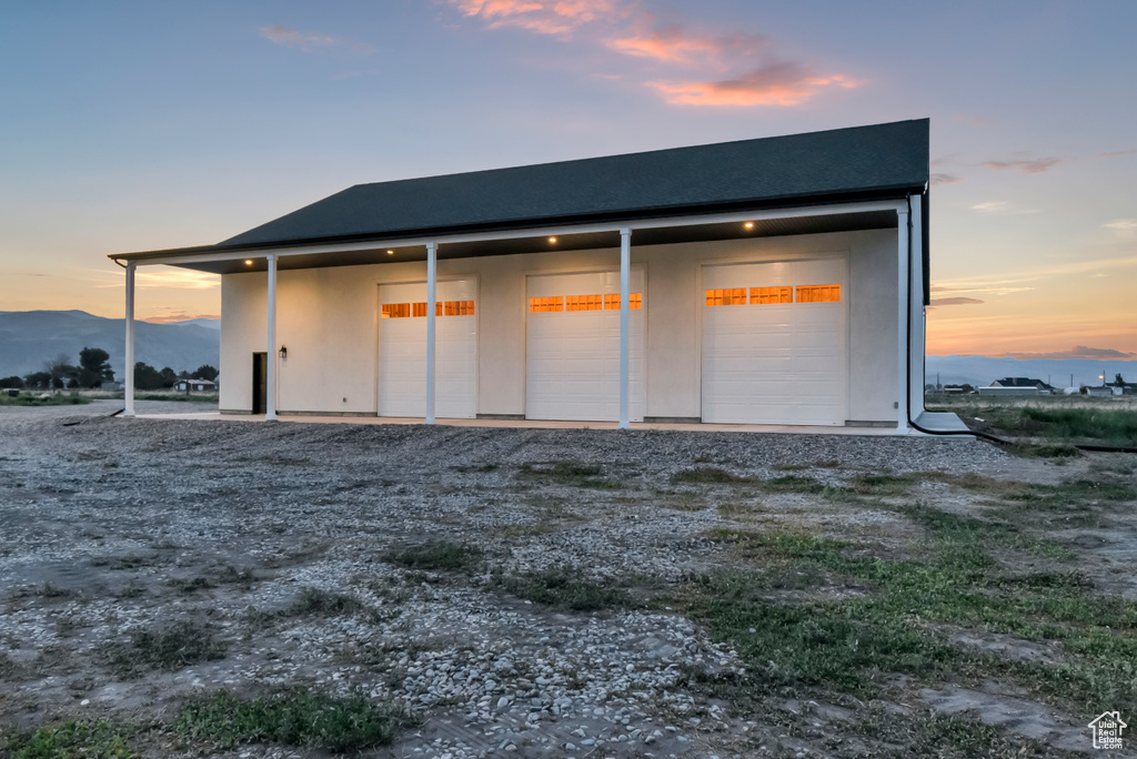 View of detached garage