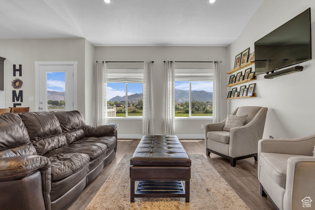 Living area featuring recessed lighting and wood finished floors