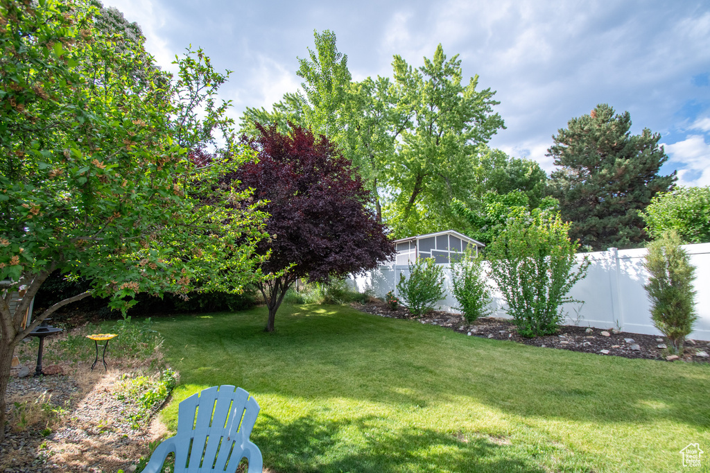 View of fenced backyard