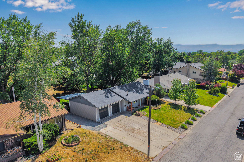 Aerial perspective of suburban area