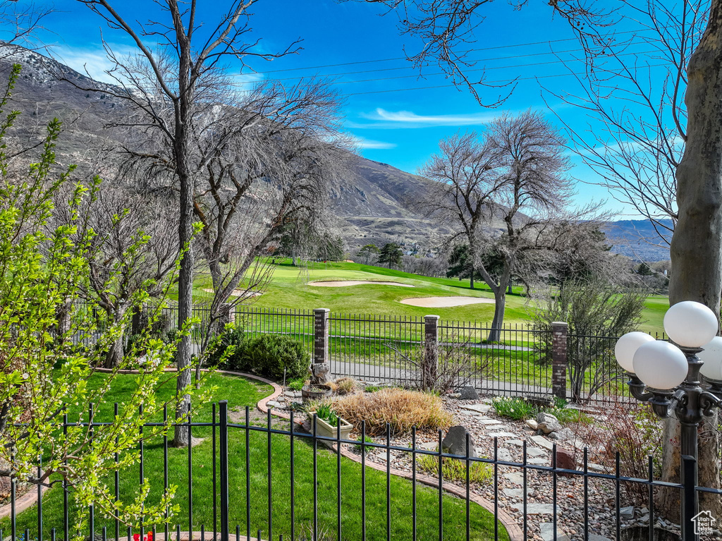 View of mountain backdrop featuring a local golf course
