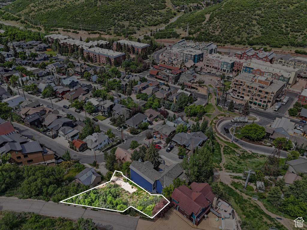 Aerial view of property\'s location featuring property parcel outlined
