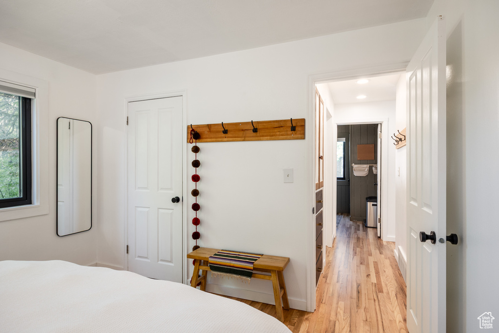 Bedroom featuring light wood-type flooring and recessed lighting