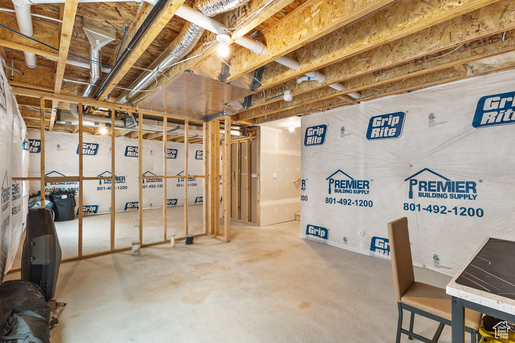 View of unfinished basement