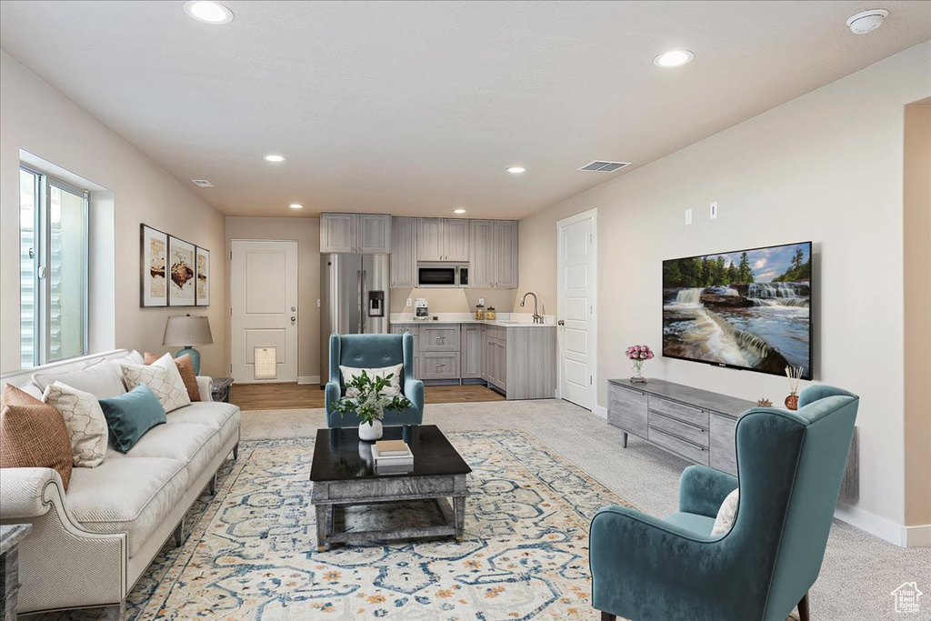 Living area featuring recessed lighting