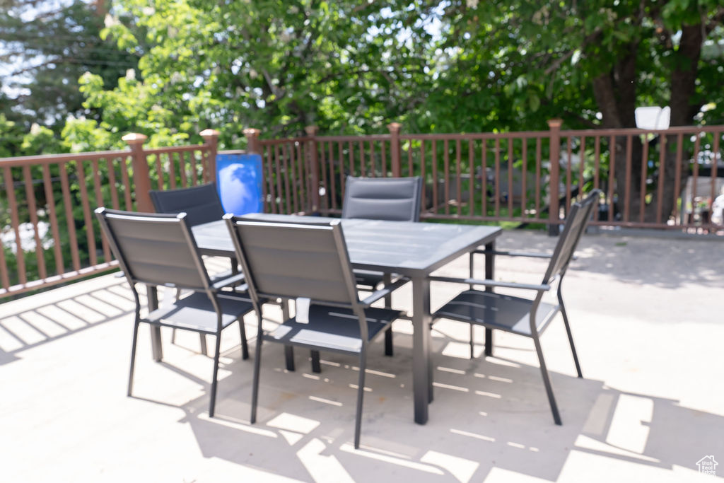 View of patio with outdoor dining space
