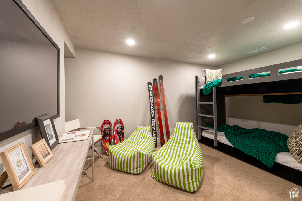 Bedroom with carpet and recessed lighting