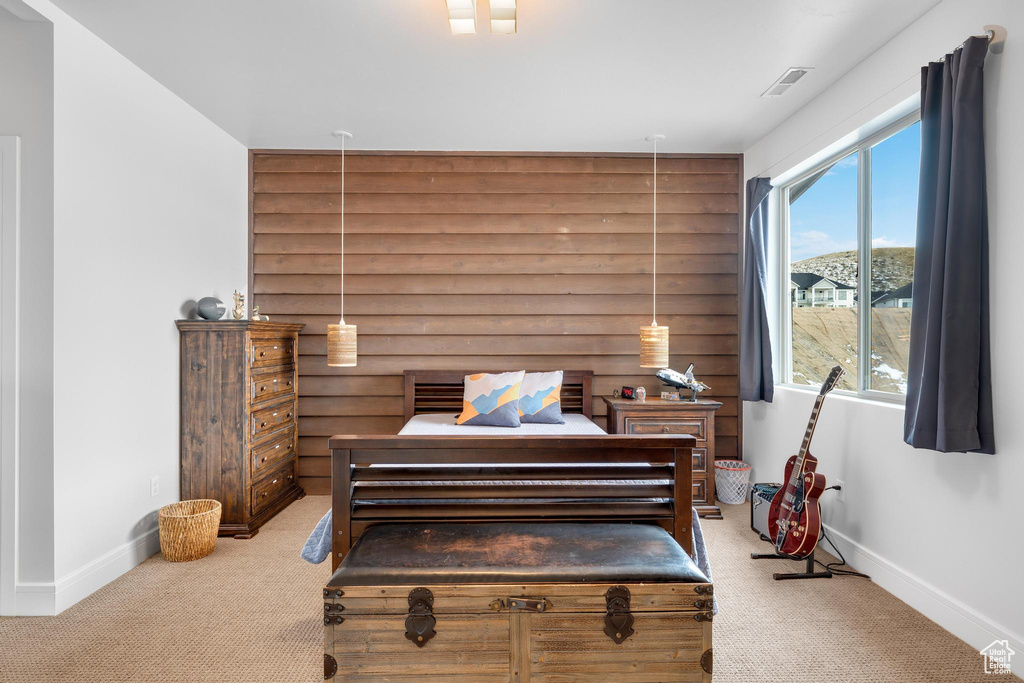 Bedroom with carpet floors