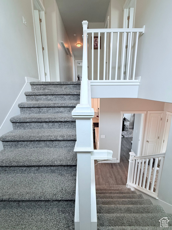Stairs with wood finished floors
