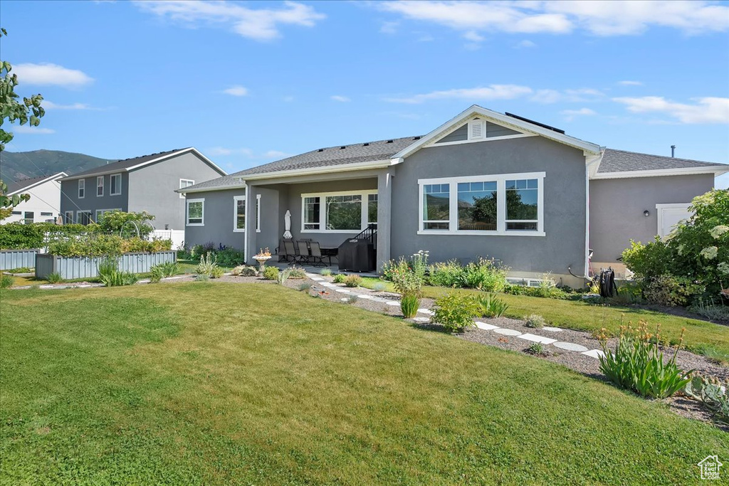 Rear view of house featuring stucco siding