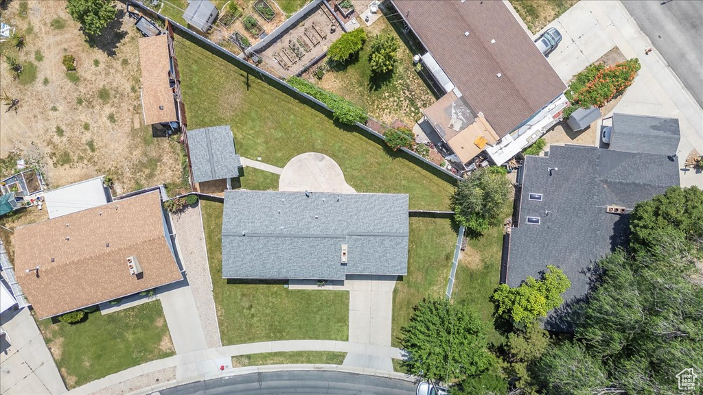 Aerial view of property\'s location featuring nearby suburban area