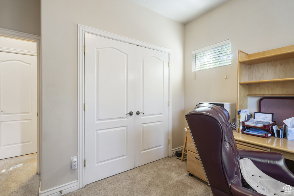 Office area with light carpet
