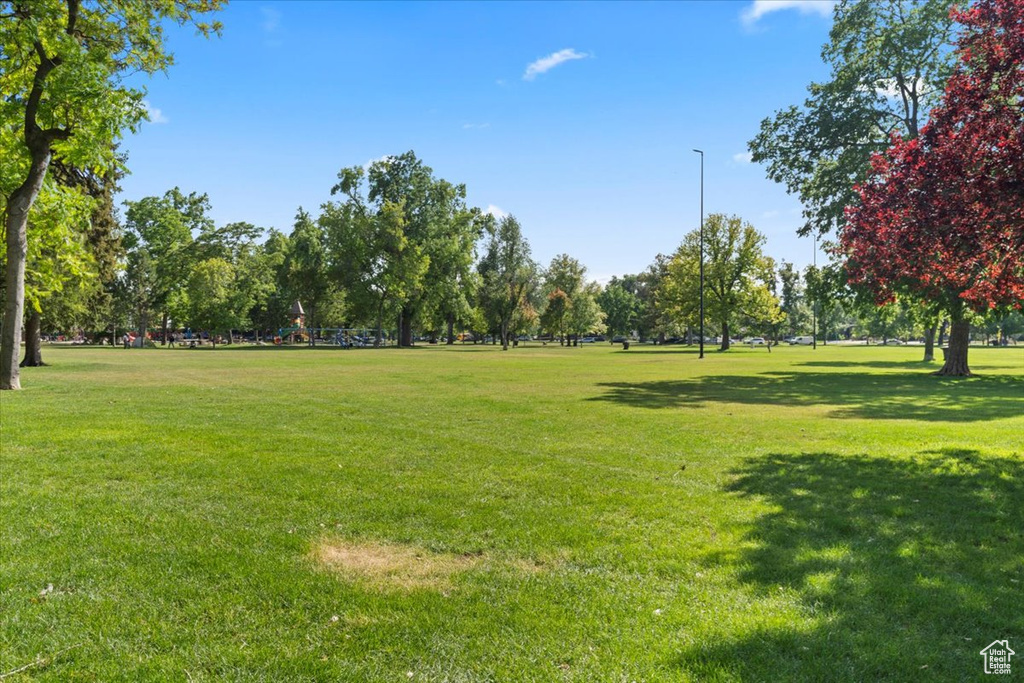 View of home\'s community featuring a lawn