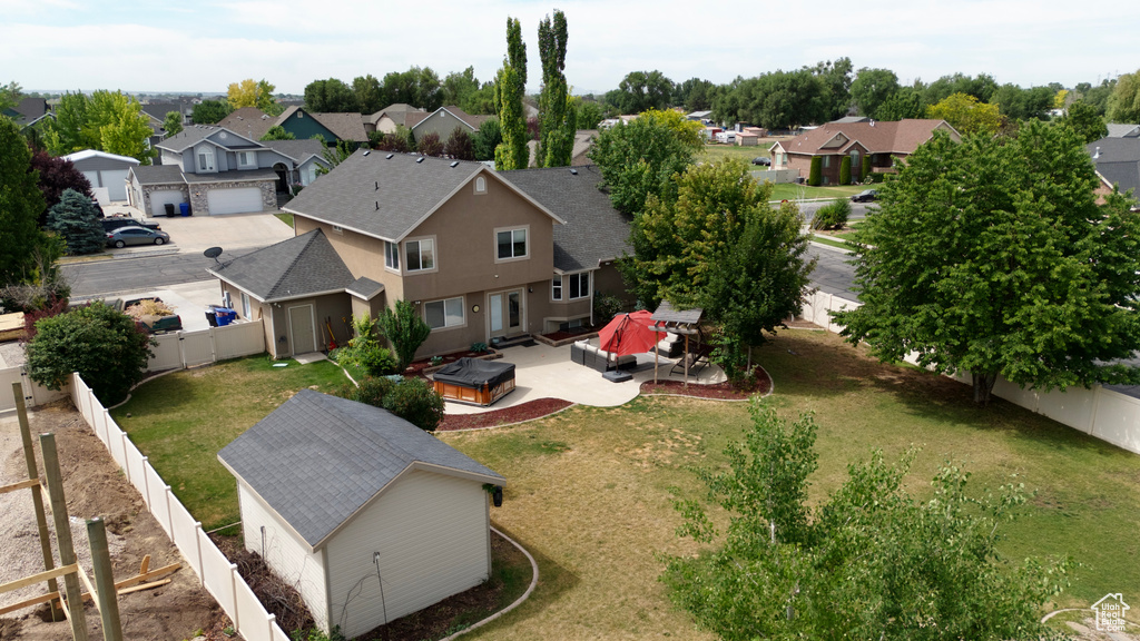 Aerial view of residential area