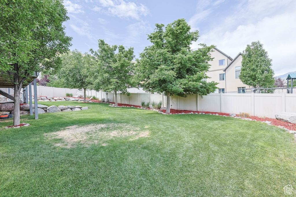 View of fenced backyard
