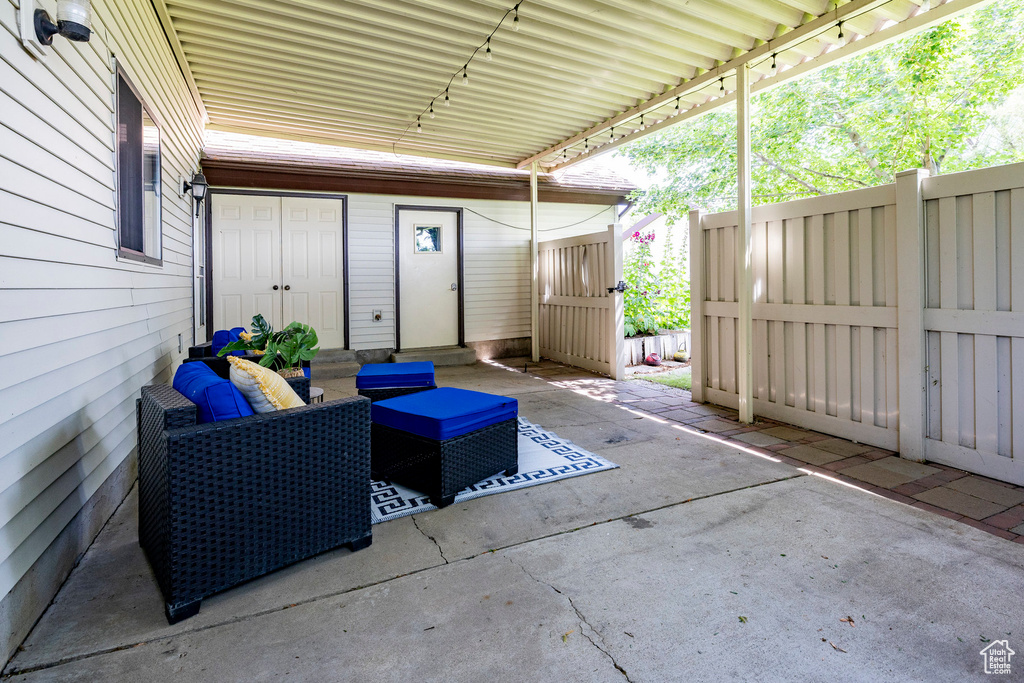 View of patio featuring outdoor lounge area
