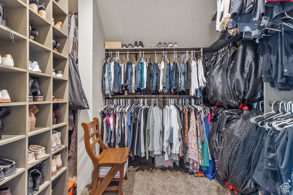 Walk in closet featuring carpet