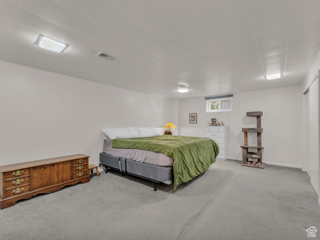 Bedroom with carpet floors