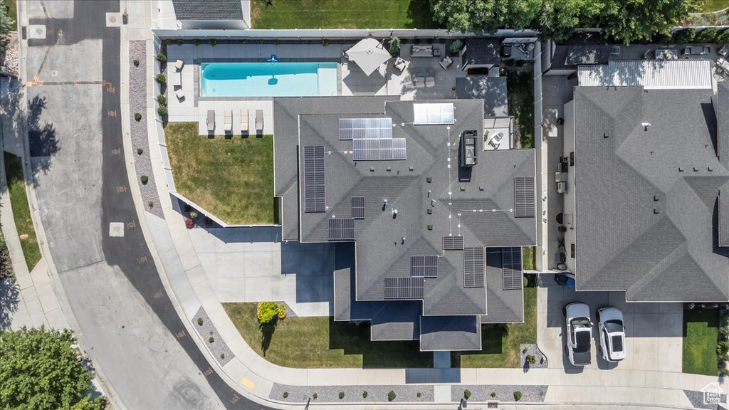Aerial view of a pool area