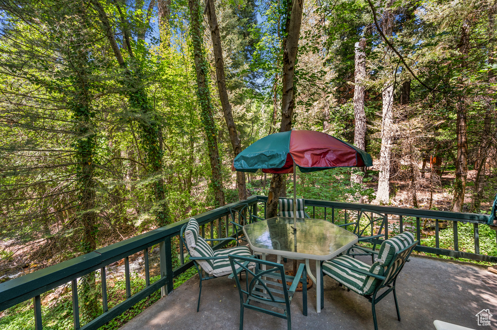 View of patio featuring outdoor dining area
